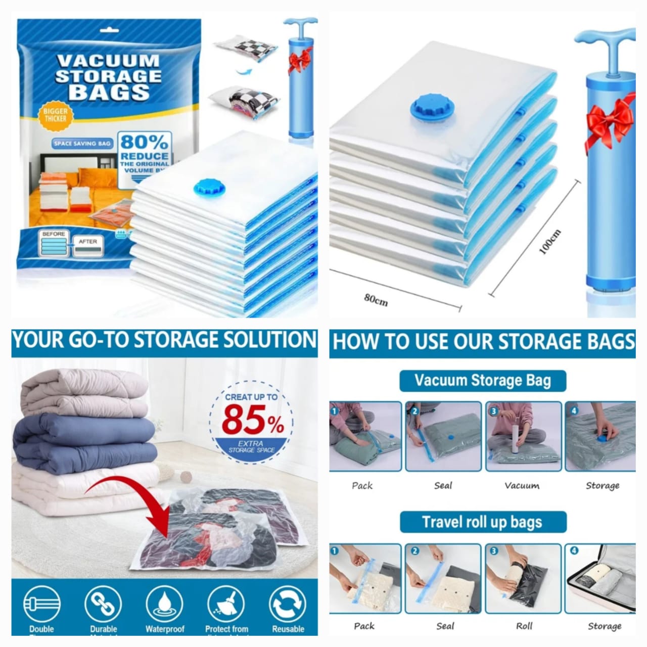 Vacuum Storage Bags – Save Up to 80% Space!
