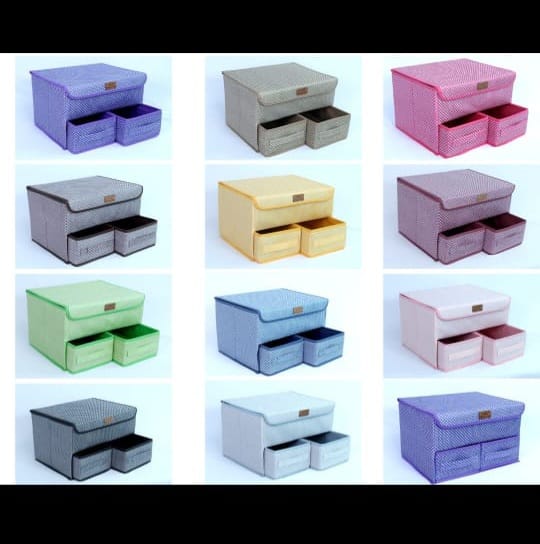 Multipurpose Storage Box with Dual Drawers – Foldable & Stylish